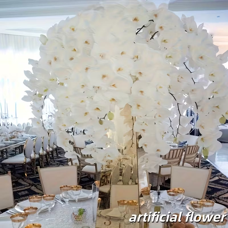 White Phalaenopsis Orchid Stem – 9 Flowers | Artificial Orchids for Cake Decorating