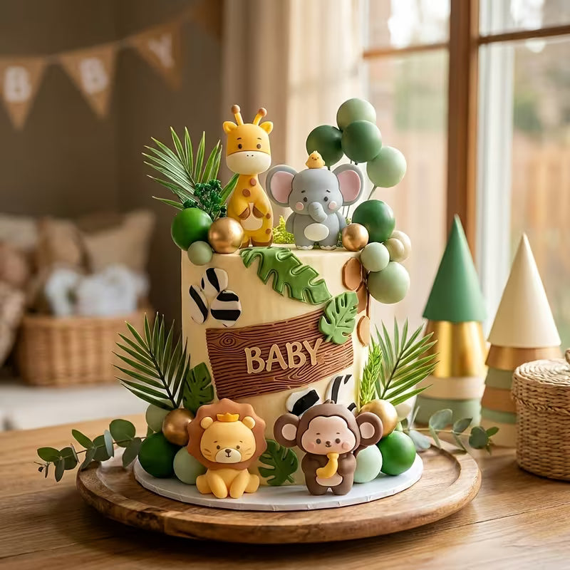 38-Piece Safari Animal Cake Topper Set | Jungle Cake Decorating Kit