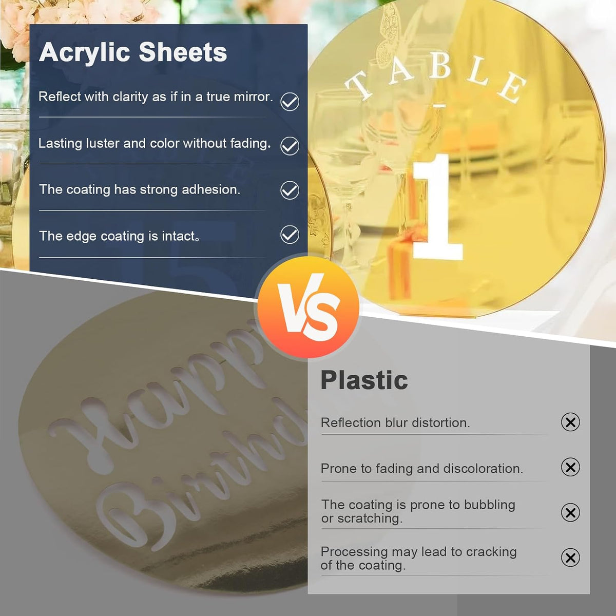 Gold Mirror Acrylic Sheet for Toppers – 2mm
