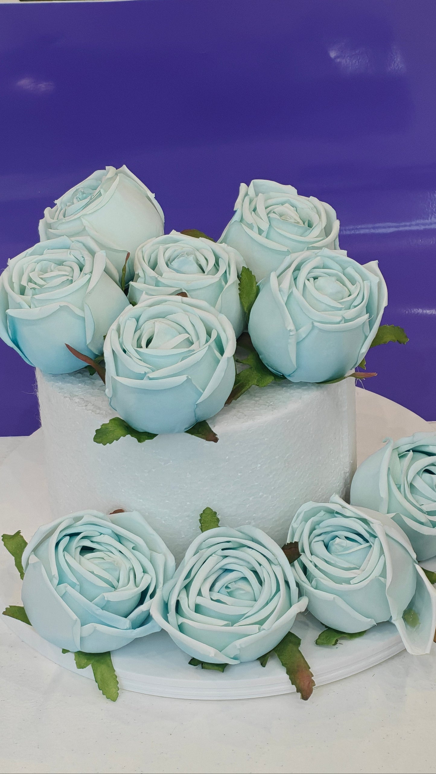 Baby Blue Faux Rose Bunch (Pack of 10)