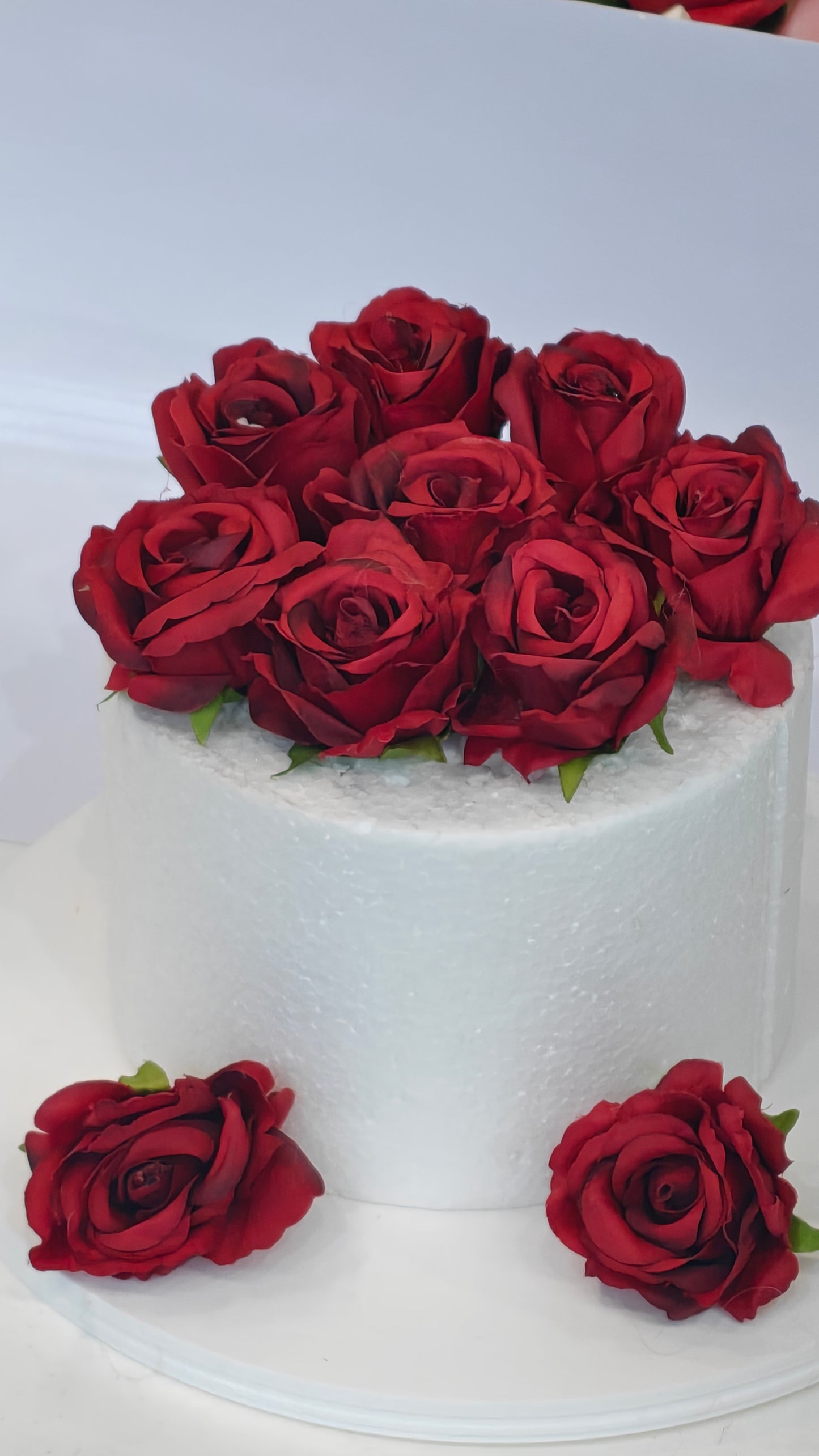 Deep Red Faux Rose Bunch (Pack of 10)