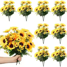 Artificial Sunflower Bunch – 13 Flowers | Faux Sunflowers for Cake Decorating