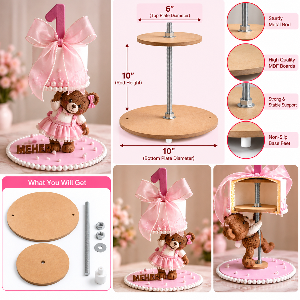 Anti Gravity Cake Stand (10 by 6 inch)
