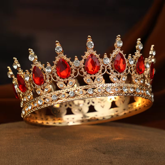 Rhinestone Crown Cake Topper | Decorative Cake Crown – Red & Black