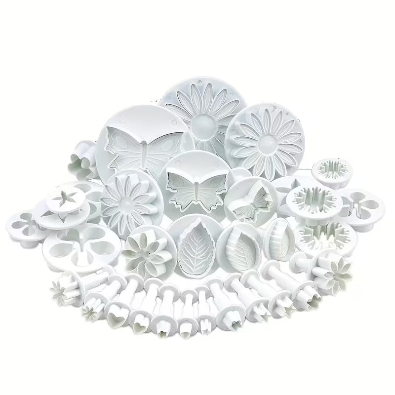 Fondant Plunger Cutter Set – 33 Piece | Flower, Leaf & Cake Decorating Cutters