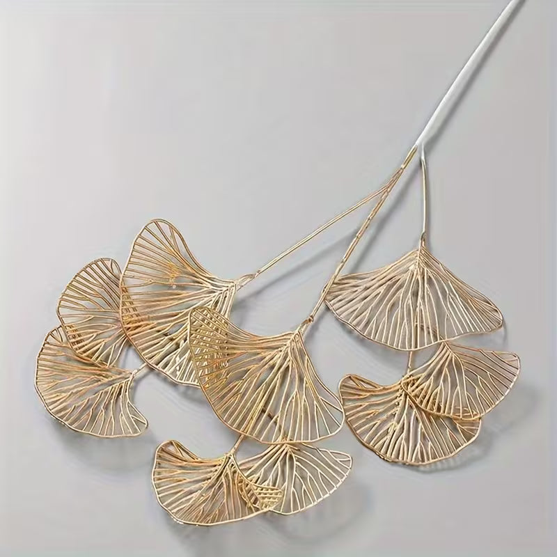 Gold Artificial Ginkgo Leaves – Set of 5 Stems | Faux Cake Foliage
