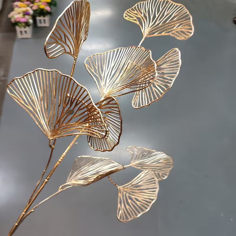 Gold Artificial Ginkgo Leaves – Set of 5 Stems | Faux Cake Foliage