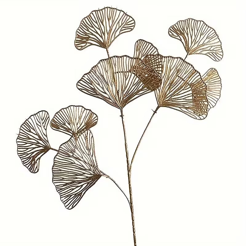 Gold Artificial Ginkgo Leaves – Set of 5 Stems | Faux Cake Foliage