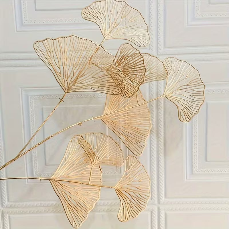 Gold Artificial Ginkgo Leaves – Set of 5 Stems | Faux Cake Foliage