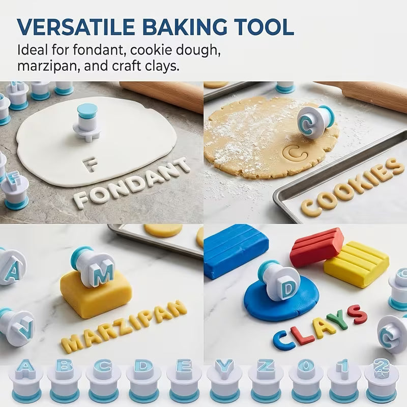 Alphabet & Number Fondant Cutters | 36PC Cake Decorating Set