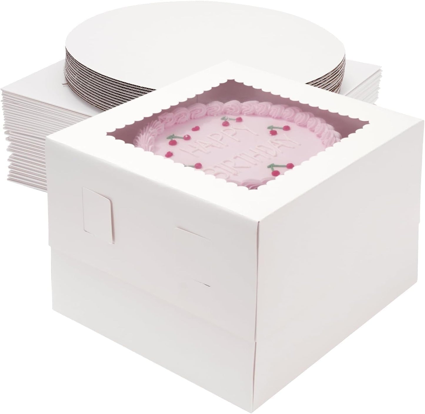 QuickaBox - 10"x10"x8" Tall Cake Paper Box with Board