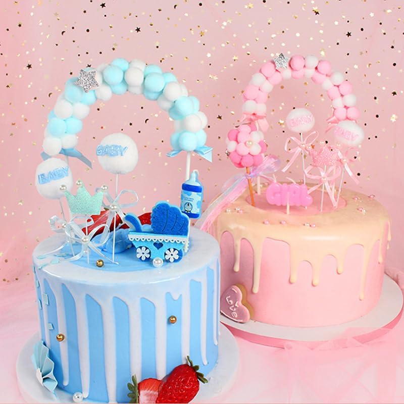 Soft Cloud-Shaped Pompom Cake Topper