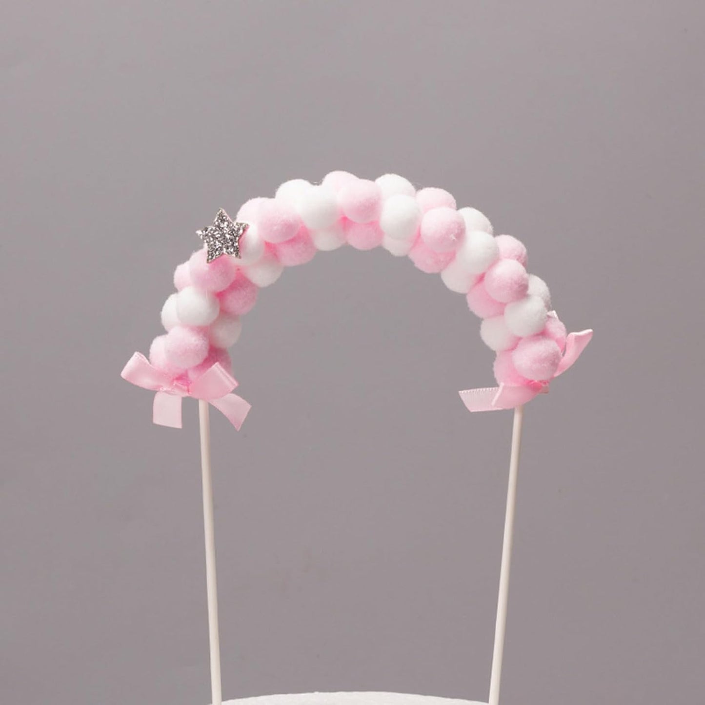 Soft Cloud-Shaped Pompom Cake Topper