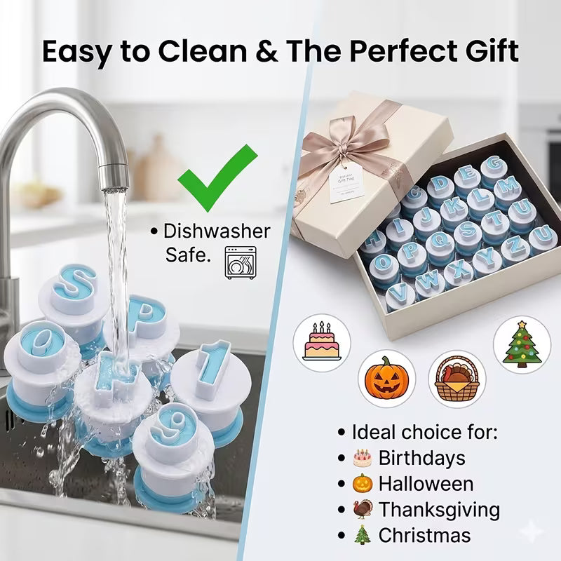 Alphabet & Number Fondant Cutters | 36PC Cake Decorating Set