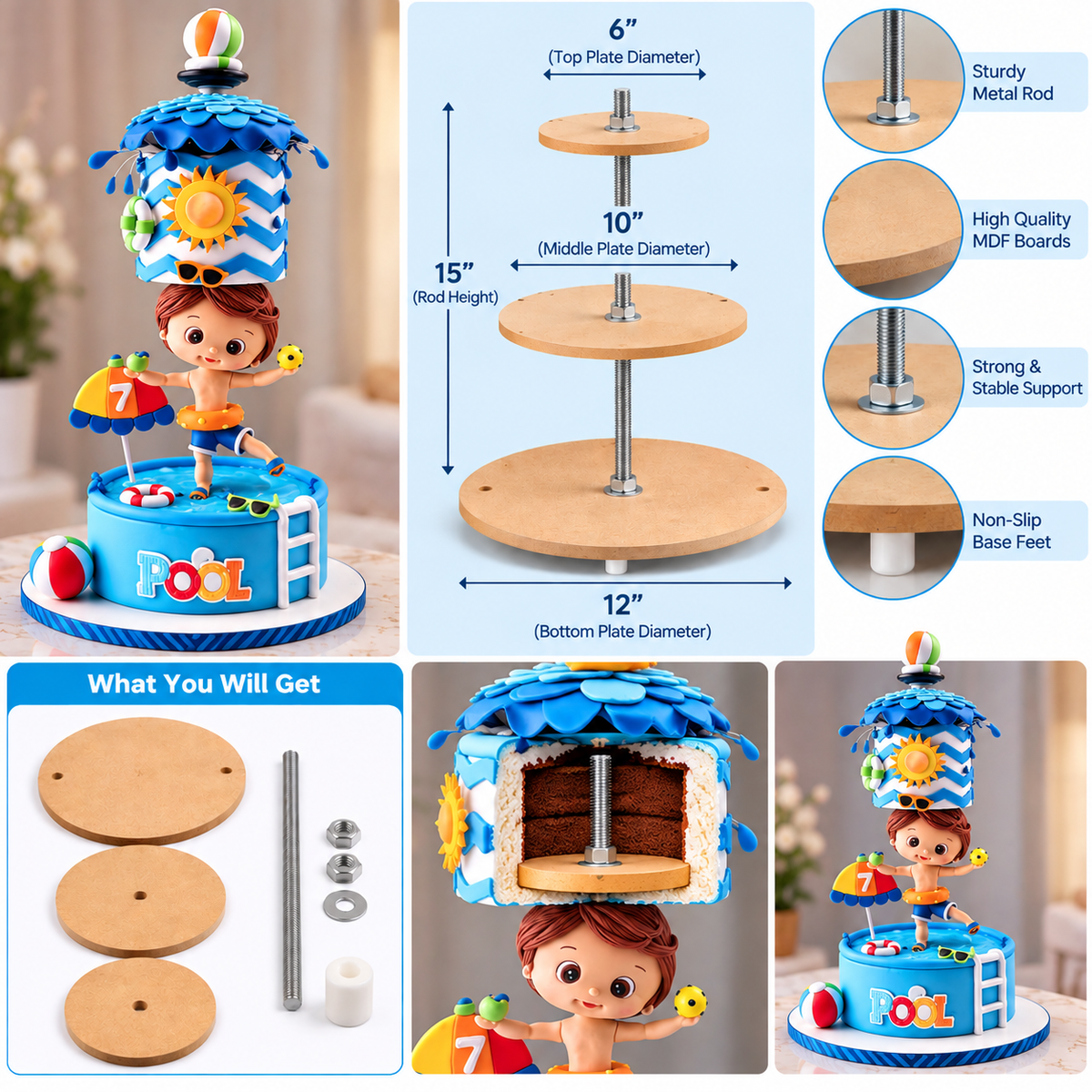 Anti Gravity Cake Stand(12 by 10 by 6 inch)