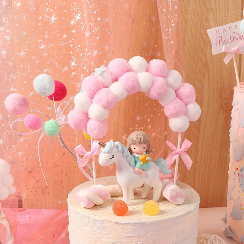 Soft Cloud-Shaped Pompom Cake Topper