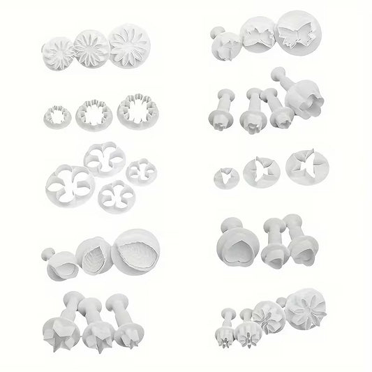 Fondant Plunger Cutter Set – 33 Piece | Flower, Leaf & Cake Decorating Cutters