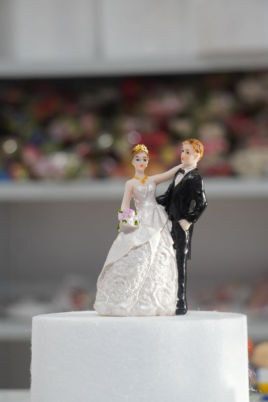 Bride & Groom Ceramic Cake Topper
