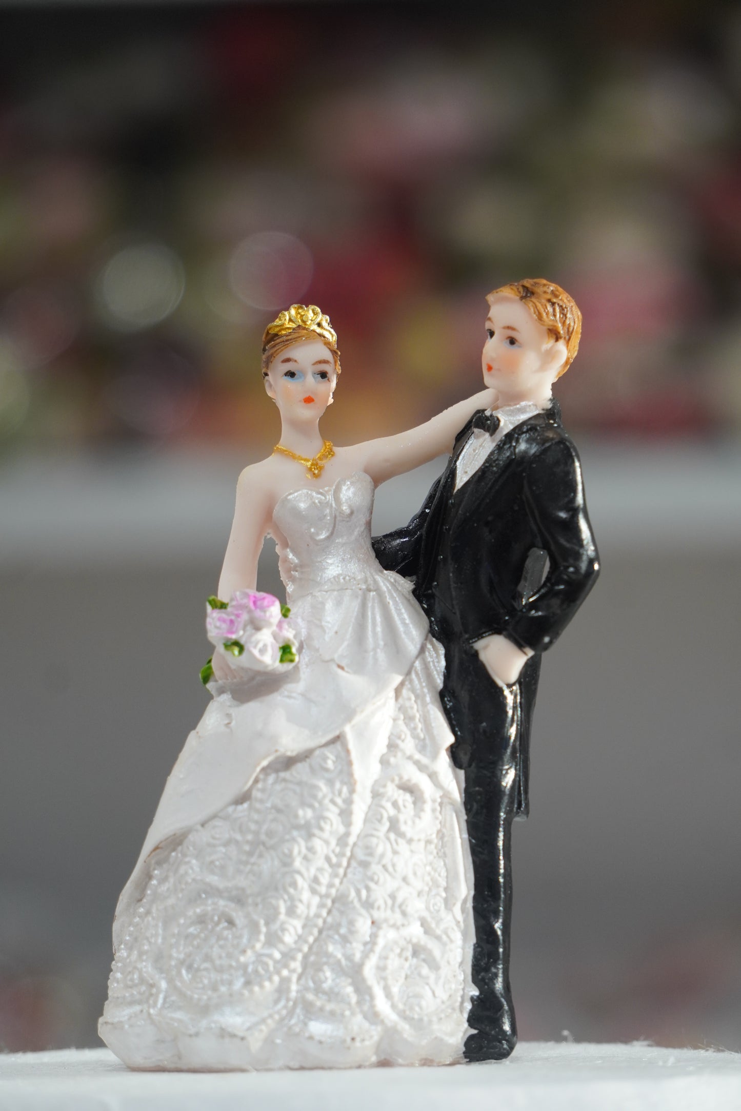Bride & Groom Ceramic Cake Topper