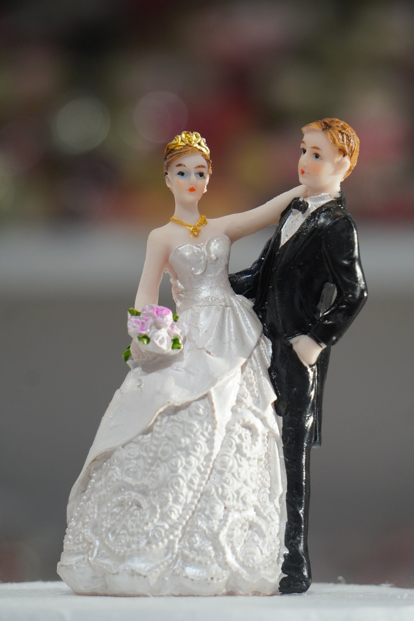 Bride & Groom Ceramic Cake Topper