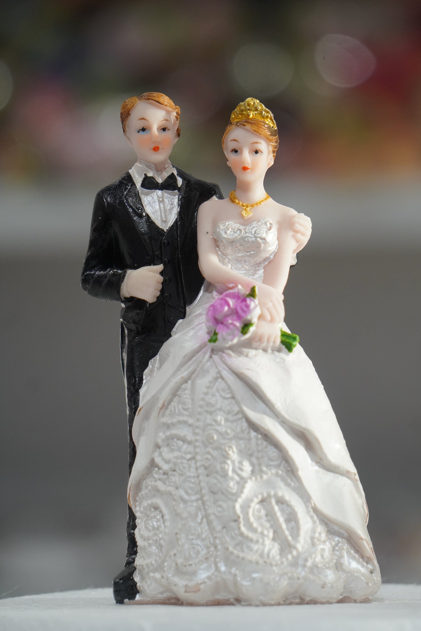 Bride & Groom Ceramic Cake Topper