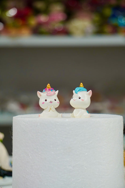 Unicorn Kitty Cake Toppers Pair
