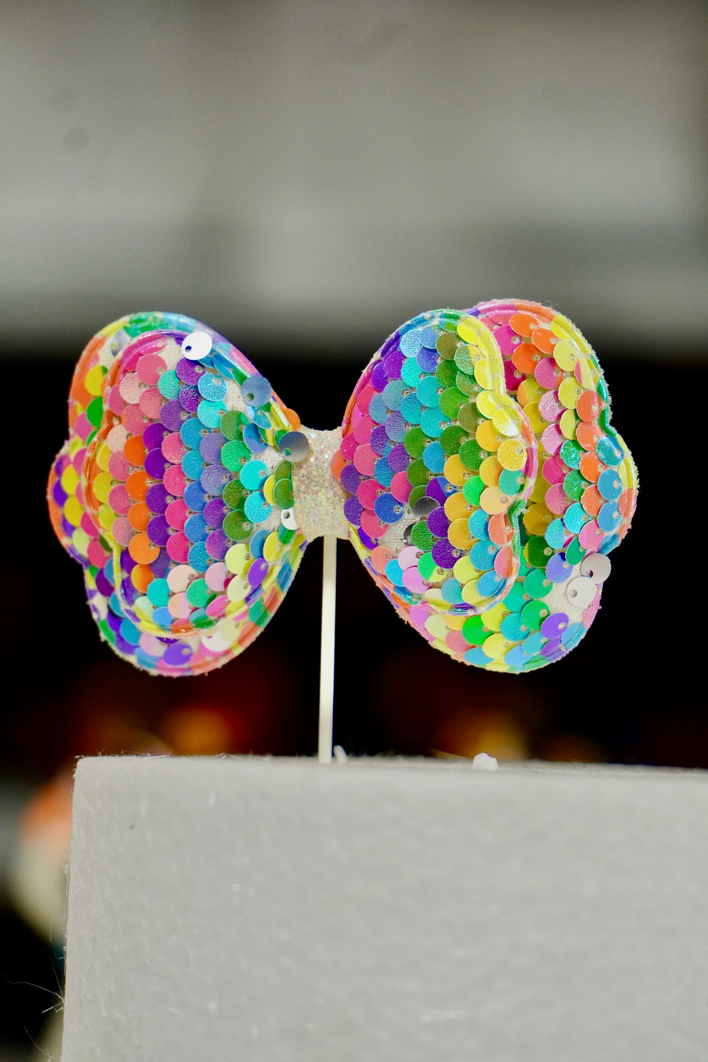Sequin Bow Cake Topper 3.5”