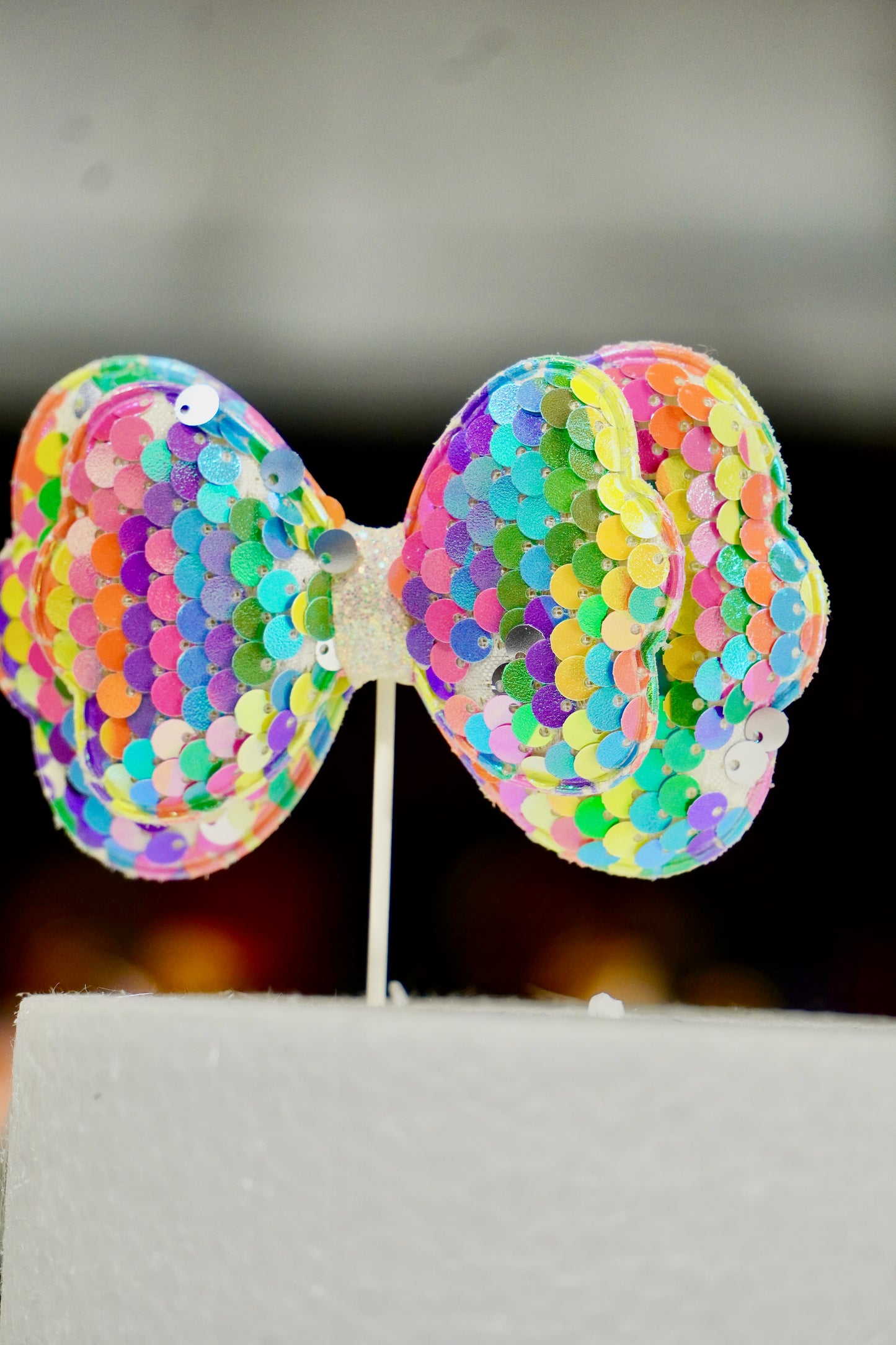 Sequin Bow Cake Topper 3.5”