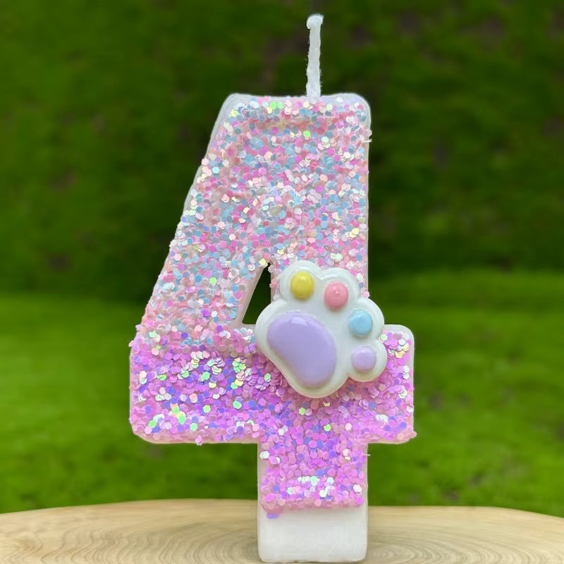 Pink Glitter Number Birthday Candles (0–9) | Sparkle Cake Topper – Kinni Cake Decor