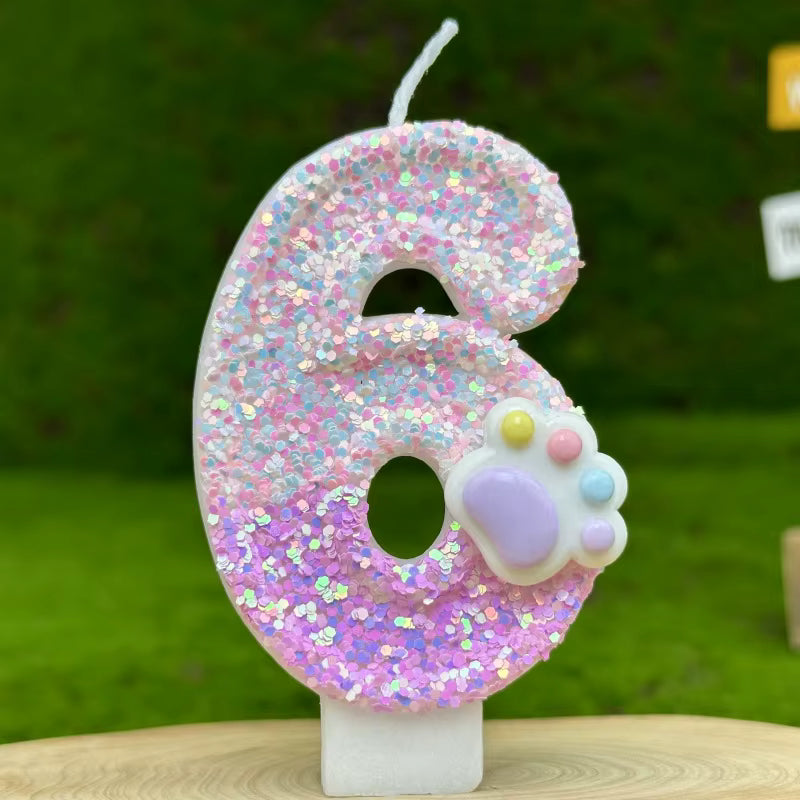 Pink Glitter Number Birthday Candles (0–9) | Sparkle Cake Topper – Kinni Cake Decor