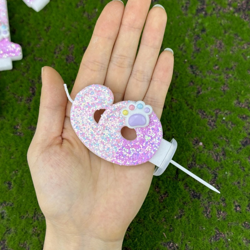 Pink Glitter Number Birthday Candles (0–9) | Sparkle Cake Topper – Kinni Cake Decor