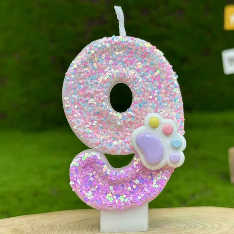 Pink Glitter Number Birthday Candles (0–9) | Sparkle Cake Topper – Kinni Cake Decor