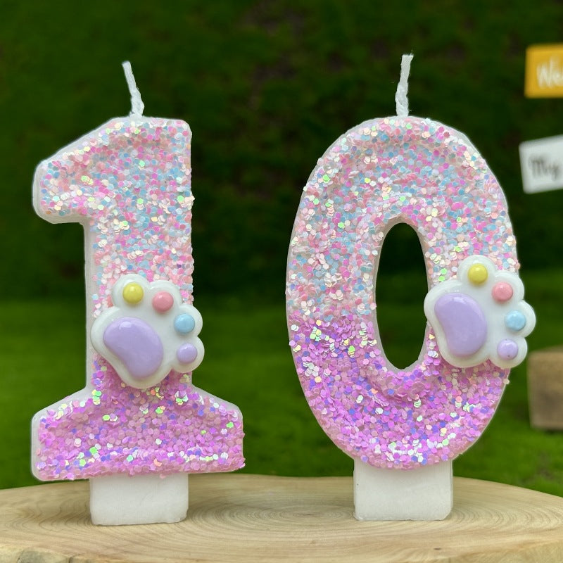 Pink Glitter Number Birthday Candles (0–9) | Sparkle Cake Topper – Kinni Cake Decor