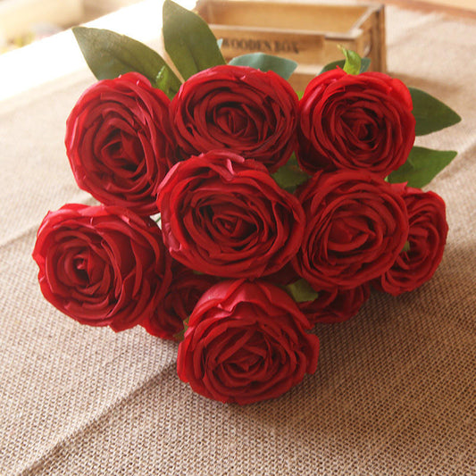 Red Concubine Rose Stem – 10 Flowers 44cm tall x 8cm wide flower | Artificial Roses for Cake Decorating