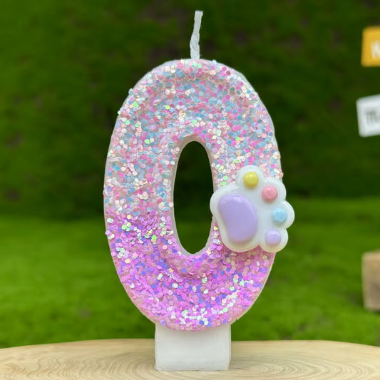 Pink Glitter Number Birthday Candles (0–9) | Sparkle Cake Topper – Kinni Cake Decor