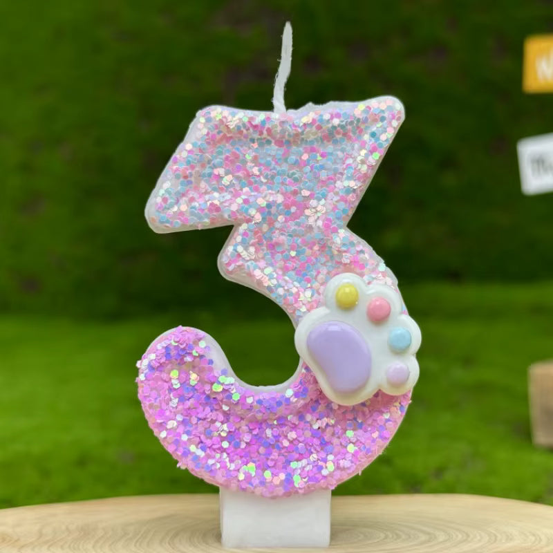 Pink Glitter Number Birthday Candles (0–9) | Sparkle Cake Topper – Kinni Cake Decor