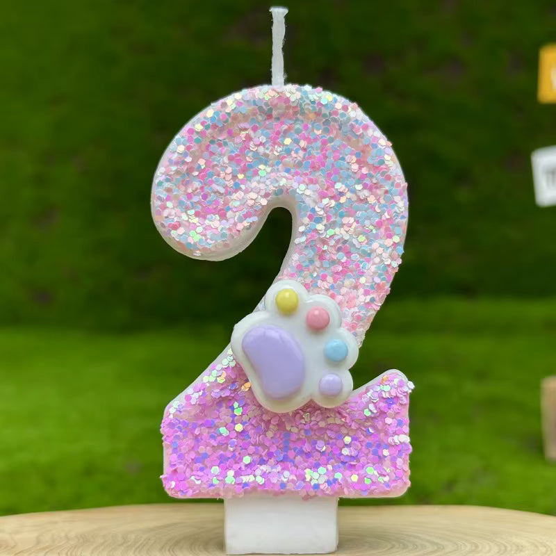 Pink Glitter Number Birthday Candles (0–9) | Sparkle Cake Topper – Kinni Cake Decor