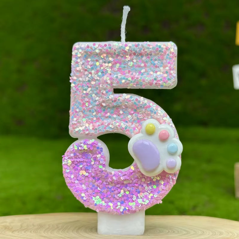 Pink Glitter Number Birthday Candles (0–9) | Sparkle Cake Topper – Kinni Cake Decor