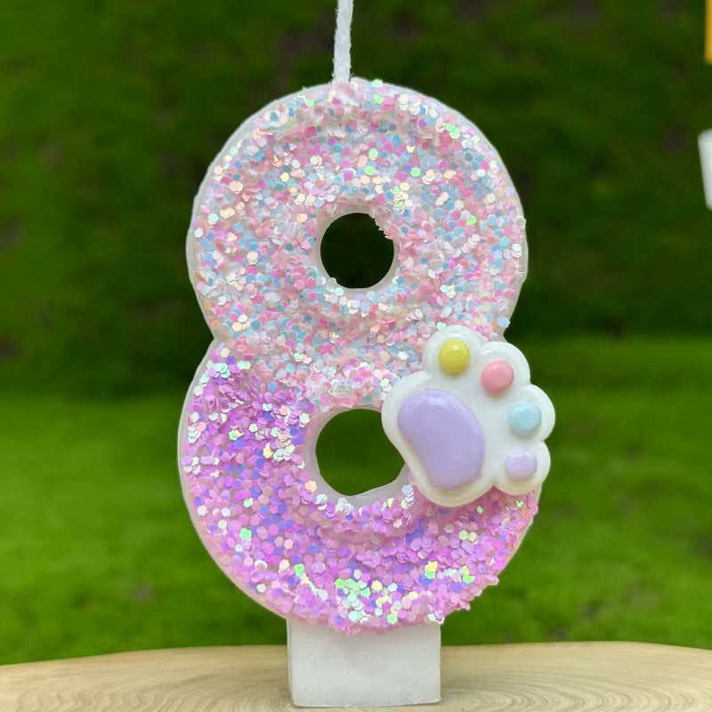 Pink Glitter Number Birthday Candles (0–9) | Sparkle Cake Topper – Kinni Cake Decor