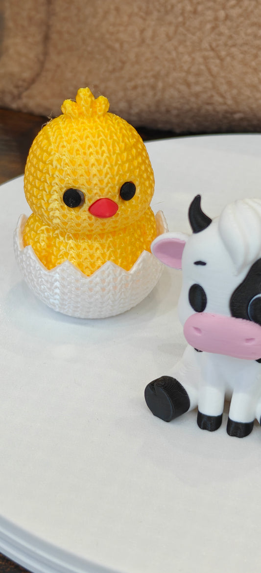 3D Printed Farm Animal Cake Toppers Set – Cow, Sheep & Chicken (2")