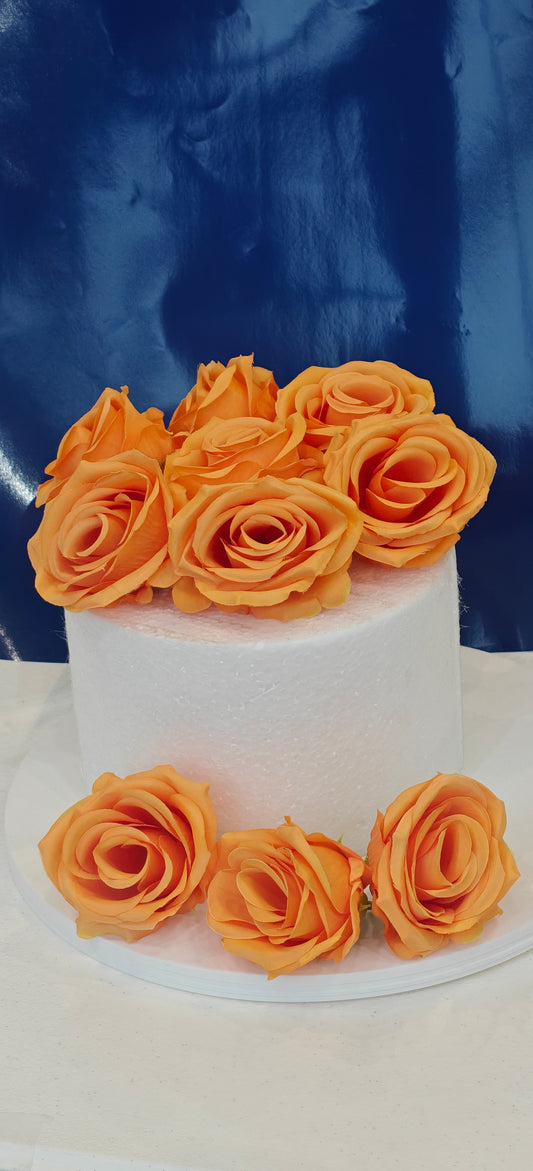 Orange Faux Rose Bunch (Pack of 10)
