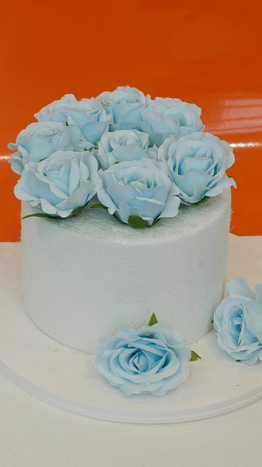 Light Blue Faux Rose Bunch (Pack of 10)