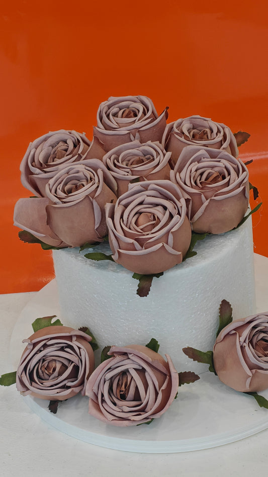 Brown Faux Rose Bunch (Pack of 10)