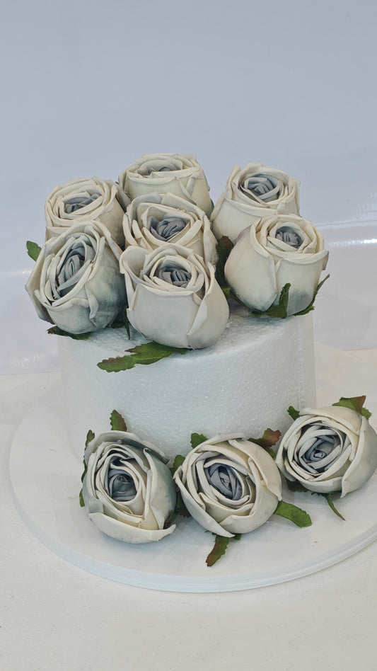 Grey Faux Rose Bunch (Pack of 10)