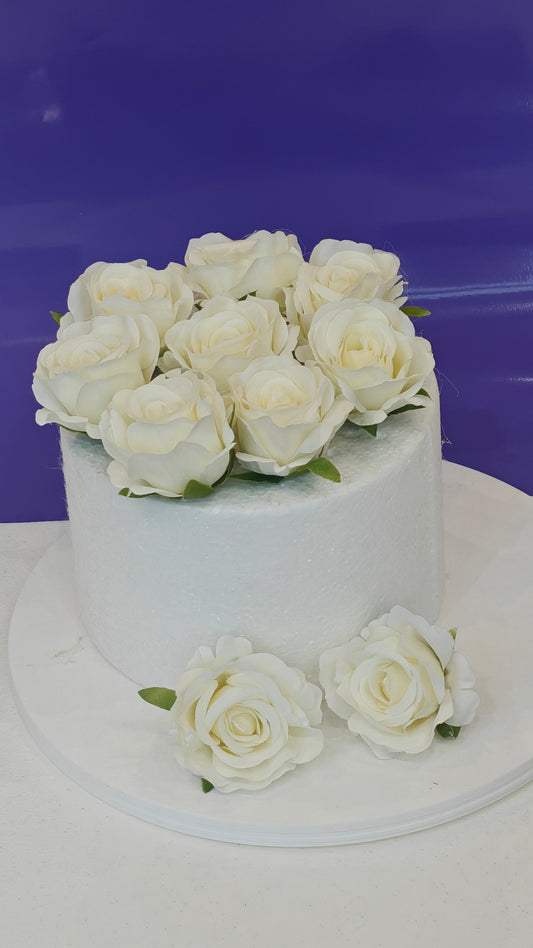 Beige Faux Rose Bunch (Pack of 10)
