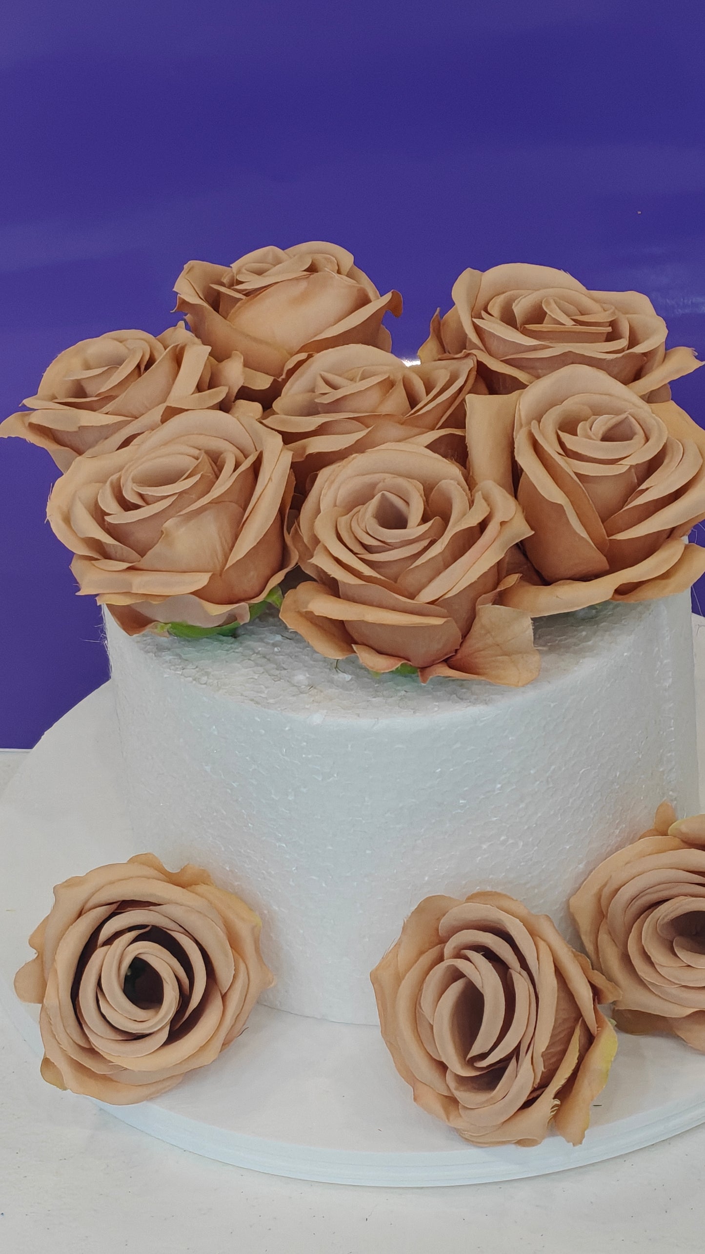 Brown Faux Rose Bunch (Pack of 10)