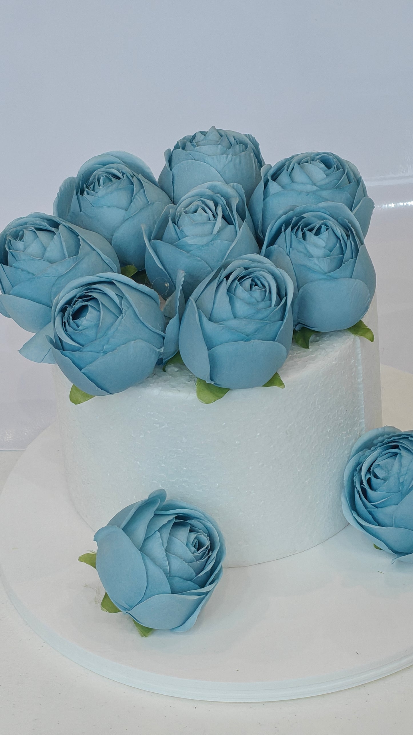 Blue Faux Rose Bunch (Pack of 10)