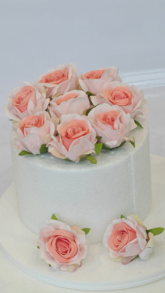 Shaded Peach Faux Rose Bunch (Pack of 10)