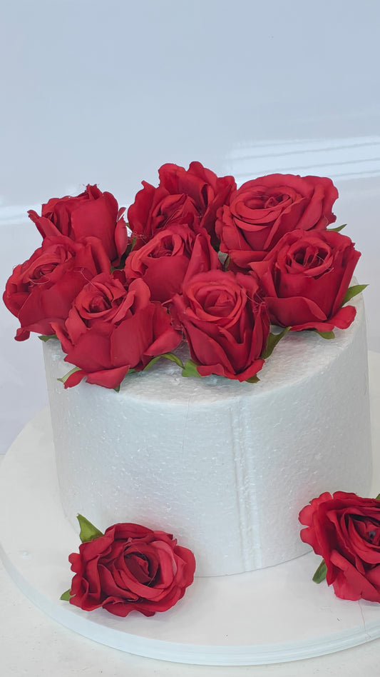 Red Faux Rose Bunch (Pack of 10)