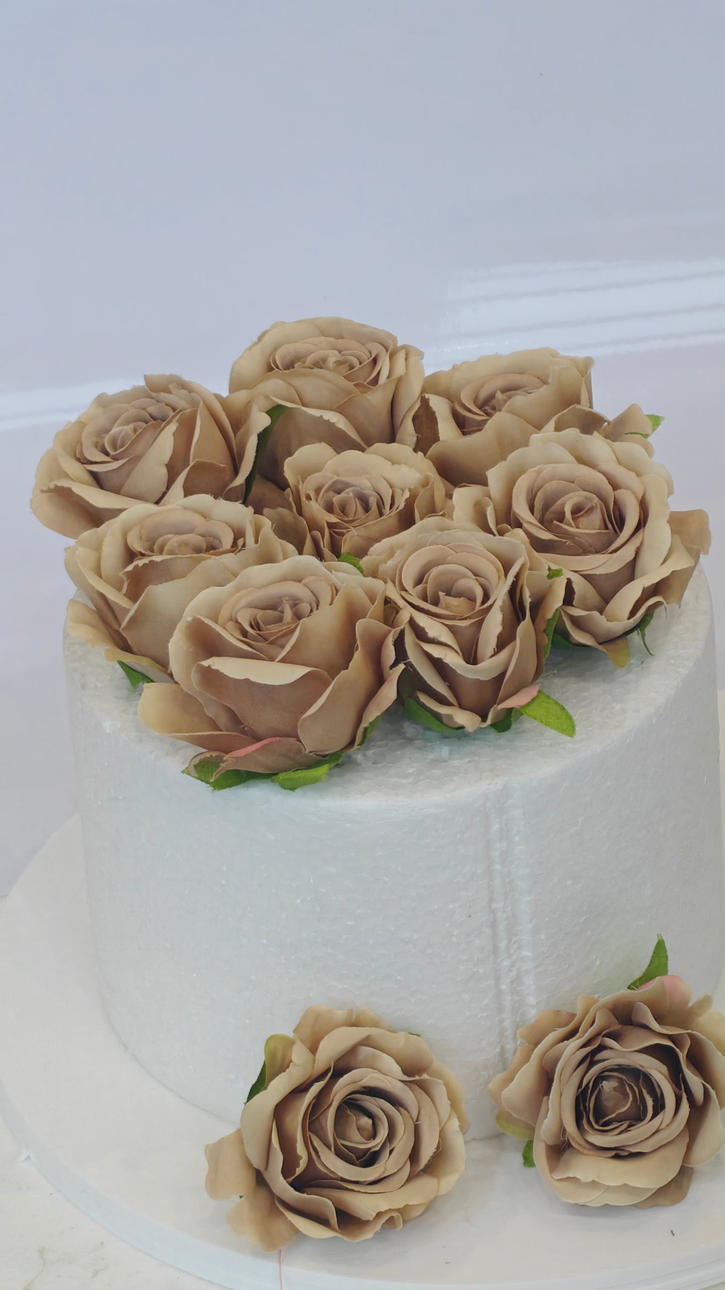 Light Brown Faux Rose Bunch (Pack of 10)
